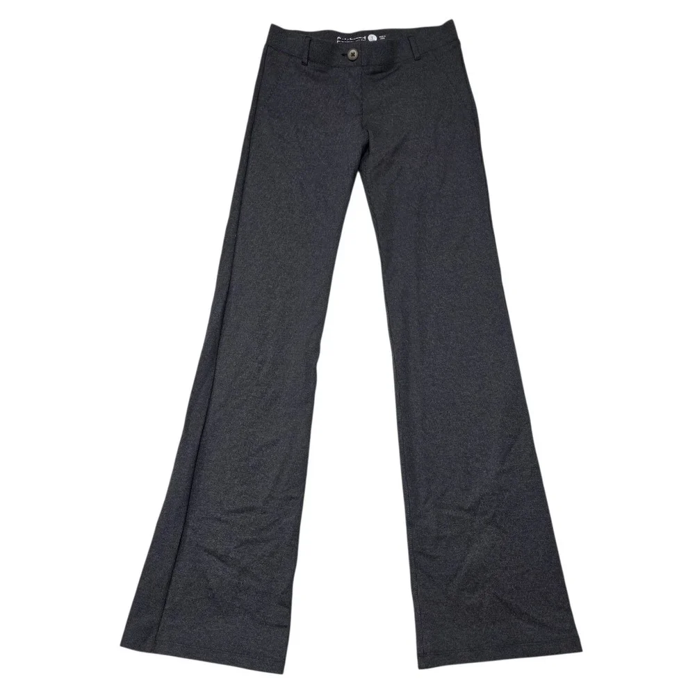 Betabrand Dress Pant Yoga Pants Women S Long Charcoal Grey Bootcut Pinstripe